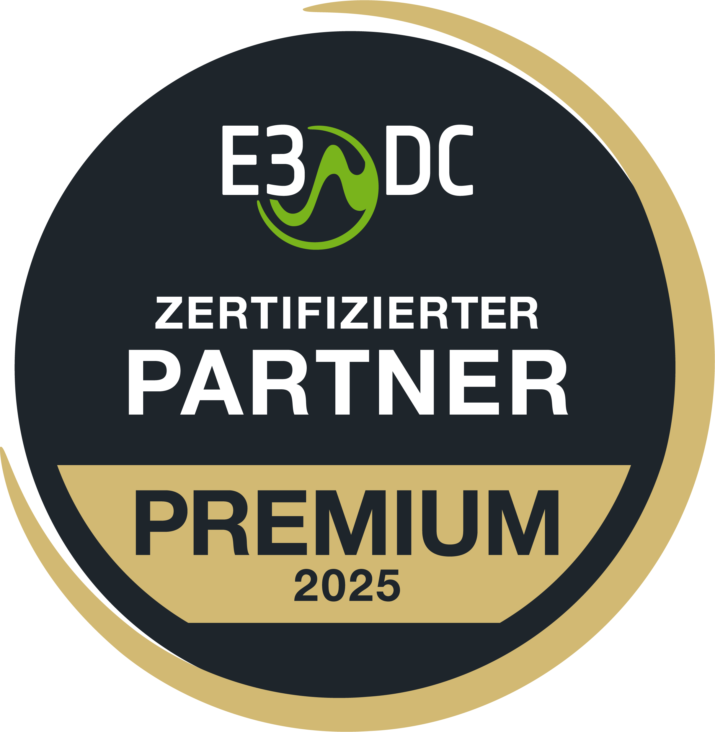 Premium-Partner-Siegel 2025 des Batteriespeicherherstellers E3DC.