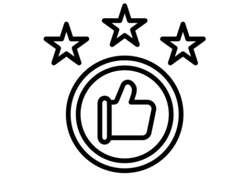 Icon mit Daumen hoch und 3 Sternen